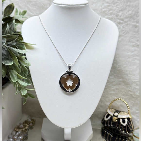 Silver and Gold  Stainless Steel Pendant with 925 Chain - Picture 11 of 11